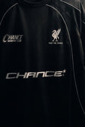 Black sweatshirt with 'Chance' branding on a dark background